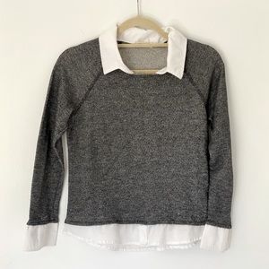 Gray shirt with atached white collar and cuffs